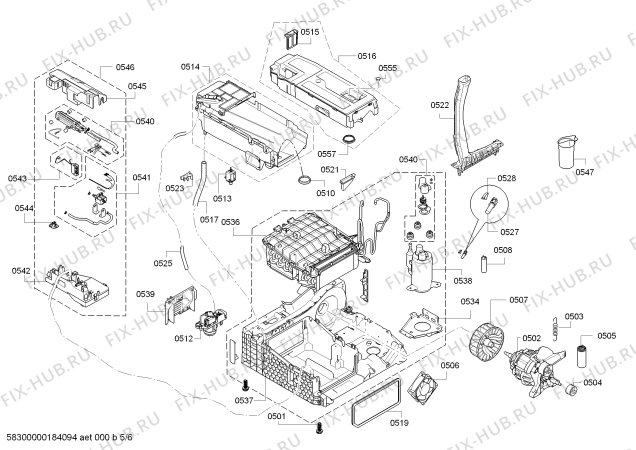 Взрыв-схема сушильной машины Bosch WTW85561TR Serie 8 SelfCleaning Condenser - Схема узла 05