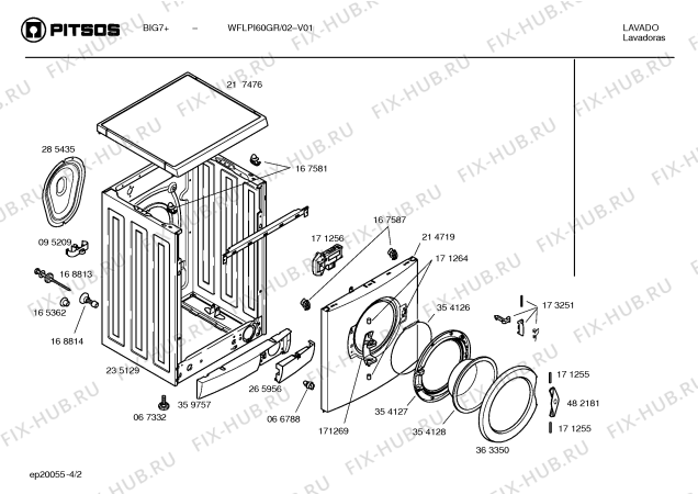 Взрыв-схема стиральной машины Pitsos WFLPI60GR big7+ - Схема узла 02