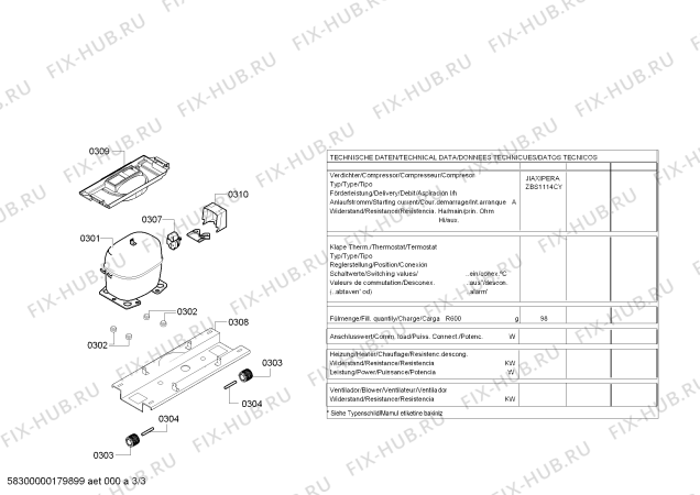 Схема №3 KGE49AI31 Bosch с изображением Инструкция по установке/монтажу для холодильной камеры Bosch 18002310