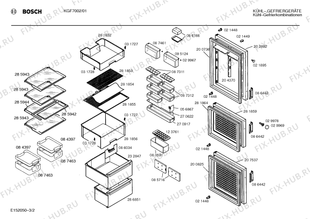 Схема №2 KGF7002 с изображением Панель для холодильника Bosch 00286850