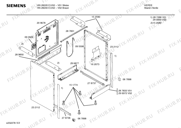 Схема №5 HN28220SF с изображением Стеклокерамика для духового шкафа Siemens 00212629