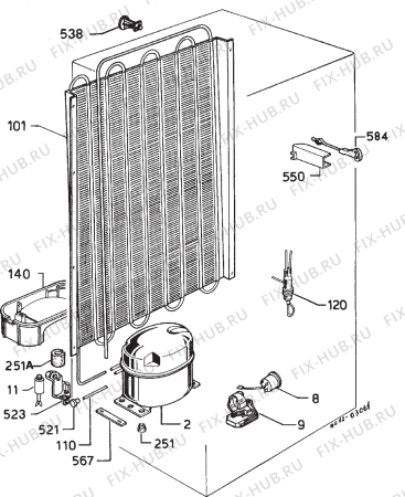Взрыв-схема холодильника Privileg 020417 2 - Схема узла Cooling system 017