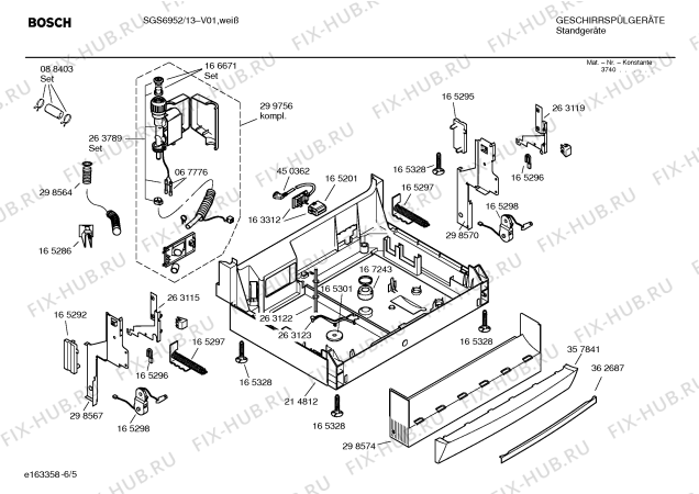 Взрыв-схема посудомоечной машины Bosch SGS6952 - Схема узла 05