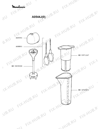 Взрыв-схема блендера (миксера) Moulinex A0544J(0) - Схема узла MP000797.8P2