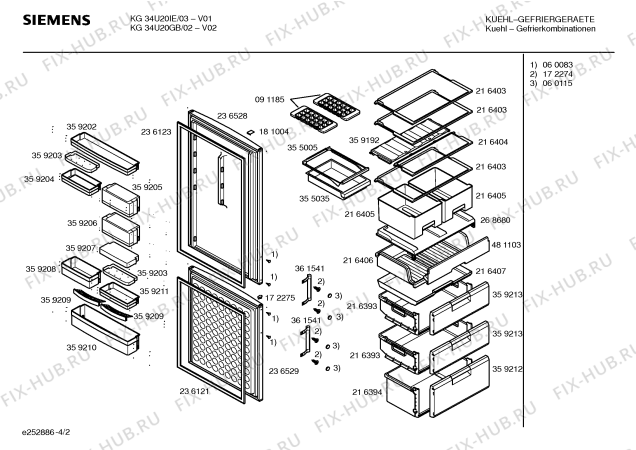 Схема №3 KG34U20GB с изображением Вкладыш в панель для холодильной камеры Siemens 00217070