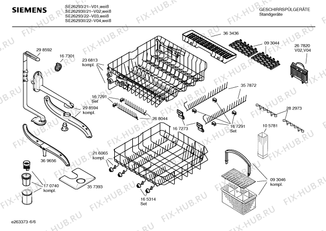 Схема №5 SE26293II PlusSense с изображением Набор кнопок для посудомойки Siemens 00187658