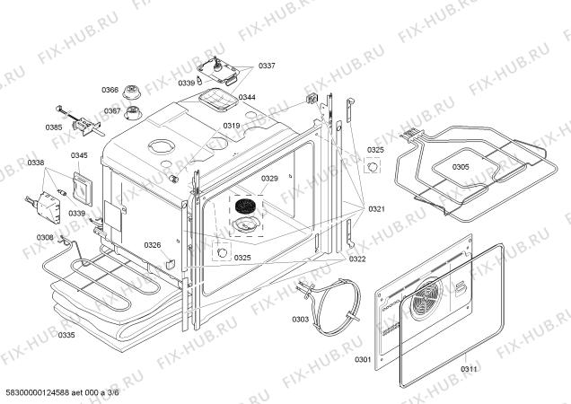 Взрыв-схема плиты (духовки) Bosch HBN78R751S - Схема узла 03