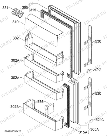 Взрыв-схема холодильника Electrolux EN3400ADX - Схема узла Door 003