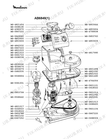 Взрыв-схема кухонного комбайна Moulinex AB6849(1) - Схема узла YP000457.0P3