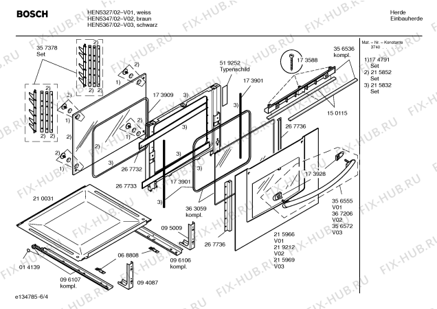 Схема №5 HEN5367 с изображением Инструкция по эксплуатации для плиты (духовки) Bosch 00584126