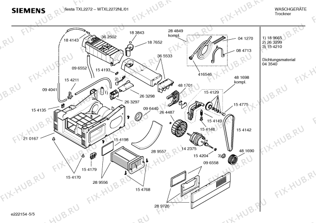Схема №5 WTXL2272NL fiesta TXL2272 с изображением Инструкция по установке и эксплуатации для сушилки Siemens 00585806
