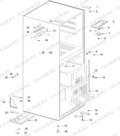 Взрыв-схема холодильника Zanussi ZFK47/52RF - Схема узла Cabinet + armatures