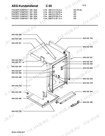 Схема №1 FAV5458W с изображением Опора для посудомойки Aeg 8996464027284