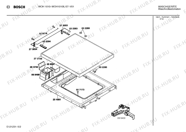 Схема №5 WOH1010SN, WOH1010 с изображением Вкладыш в панель для стиралки Bosch 00281911