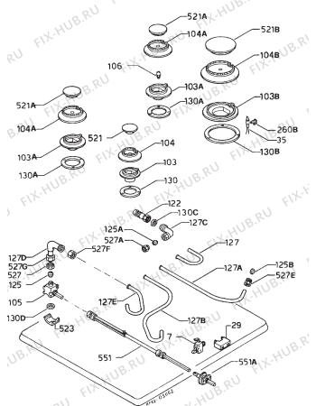 Взрыв-схема плиты (духовки) Zanussi ZE4HX - Схема узла Functional parts 267