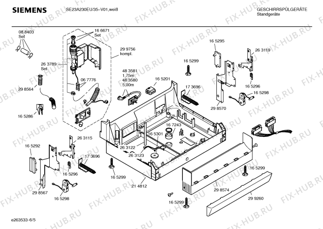 Взрыв-схема посудомоечной машины Siemens SE23A230EU - Схема узла 05