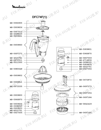 Взрыв-схема кухонного комбайна Moulinex DFC74F(1) - Схема узла HP002694.5P2