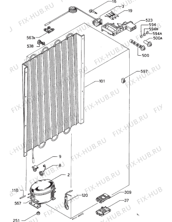 Взрыв-схема холодильника Zoppas P200V - Схема узла Refrigerator cooling system