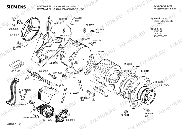 Взрыв-схема стиральной машины Siemens WM42030FG SIWAMAT PLUS 4203 - Схема узла 03