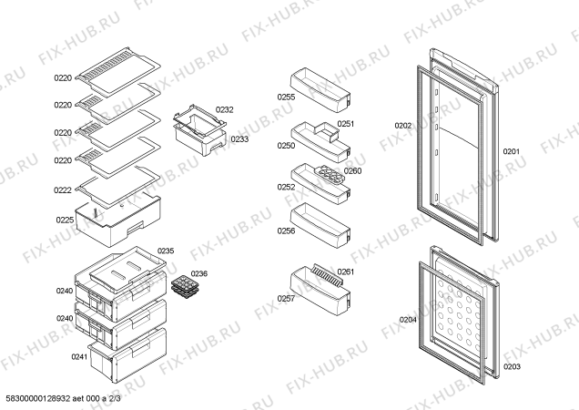 Схема №2 3KEB5410 с изображением Вкладыш в панель для холодильника Bosch 00668076