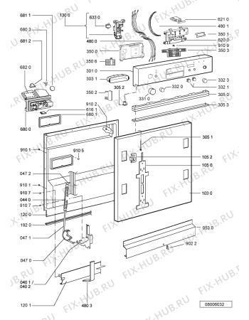 Схема №2 ADG 8280 WH с изображением Панель для электропосудомоечной машины Whirlpool 481245373864