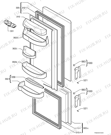 Взрыв-схема холодильника Arthurmartinelux ARB3023 - Схема узла Door 003