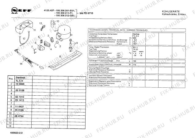 Взрыв-схема холодильника Neff 195306212 4125.42F - Схема узла 02