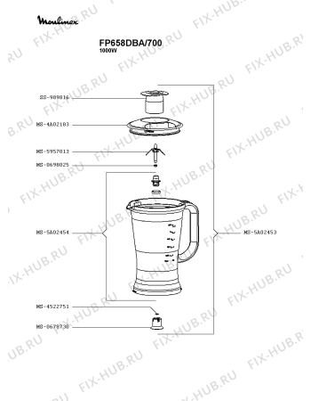 Взрыв-схема кухонного комбайна Moulinex FP658DBA/700 - Схема узла CP004044.0P3
