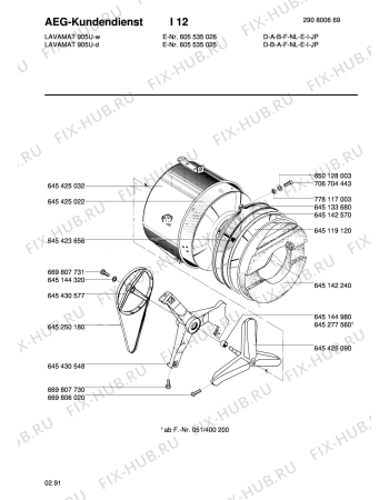Взрыв-схема стиральной машины Aeg LAV905U D - Схема узла Tub