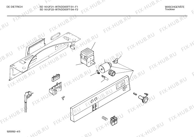 Схема №6 WTADD07FF DE DIETRICH SD1612F23 с изображением Крышка кнопки для сушилки Bosch 00065593