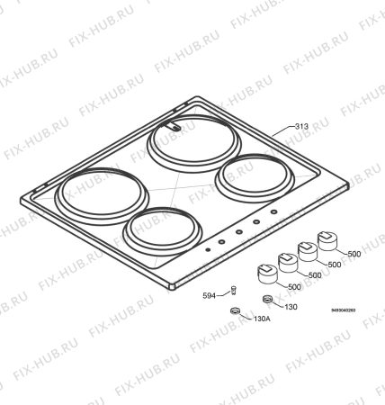 Взрыв-схема плиты (духовки) Electrolux EHE6043X - Схема узла Hob 271