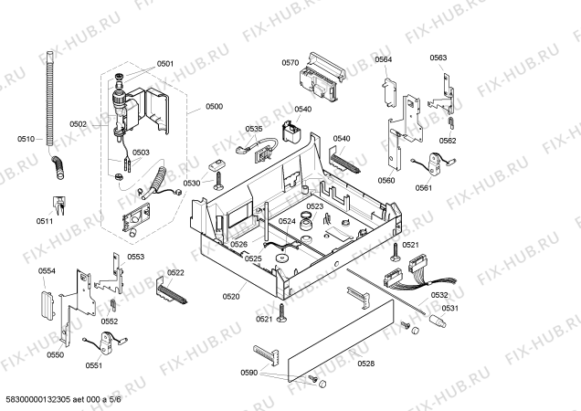 Схема №6 SGU09T25SK с изображением Шланг для посудомойки Bosch 00265666