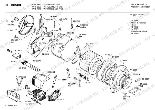 Схема №3 WFT2830 с изображением Инструкция по эксплуатации для стиралки Bosch 00523513