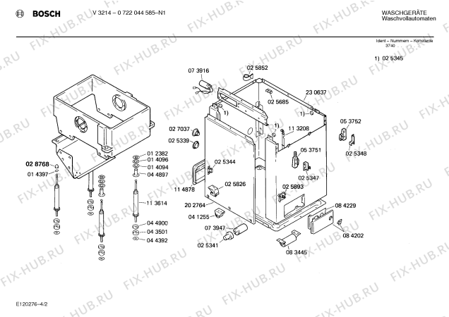 Взрыв-схема стиральной машины Bosch 0722044585 V3214 - Схема узла 02