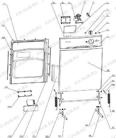 Схема №2 GS61010W (139687, WQP12-9240) с изображением Сенсорная панель для электропосудомоечной машины Gorenje 149007