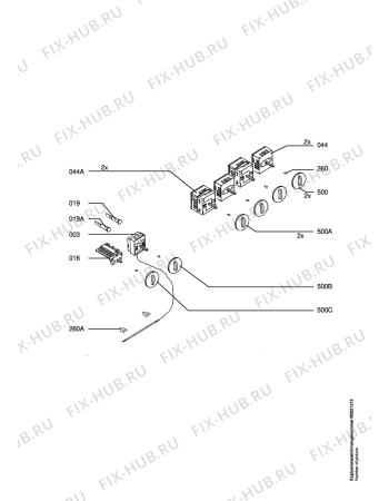 Схема №1 5133V-M EURO с изображением Кнопка для плиты (духовки) Aeg 3004157123
