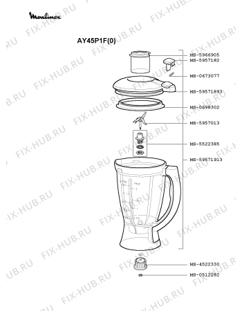 Взрыв-схема блендера (миксера) Moulinex AY45P1F(0) - Схема узла LP001373.7P2