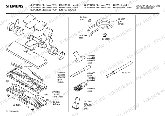 Схема №3 VS91137II SUPER 911 ELECTRONIC с изображением Панель для электропылесоса Siemens 00058853