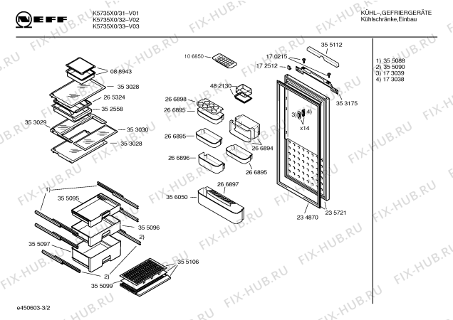 Схема №2 K5735X2 KN345SC с изображением Инструкция по эксплуатации для холодильной камеры Bosch 00523544