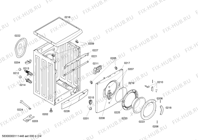 Схема стиральной машины Bosch WFX2468GB Maxx freedom performance Exxcel 1200 Ex - Схема узла 02 Взрыв-схема стиральной машины Bosch WFX2468GB Maxx freedom performance Exxcel 1200 Ex - Схема узла 02