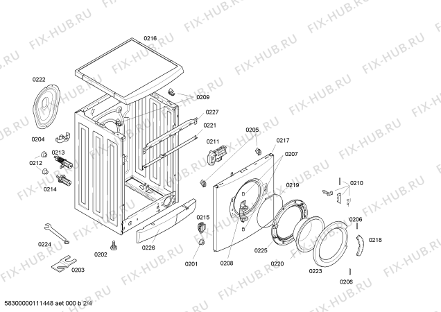 Взрыв-схема стиральной машины Bosch WFX2468GB Maxx freedom performance Exxcel 1200 Ex - Схема узла 02