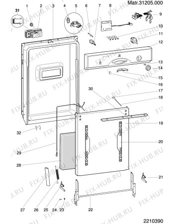 Взрыв-схема посудомоечной машины Indesit DV620WH (F029928) - Схема узла