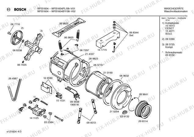 Схема №4 WFB1604PL WFB1604 с изображением Кабель для стиралки Bosch 00353552