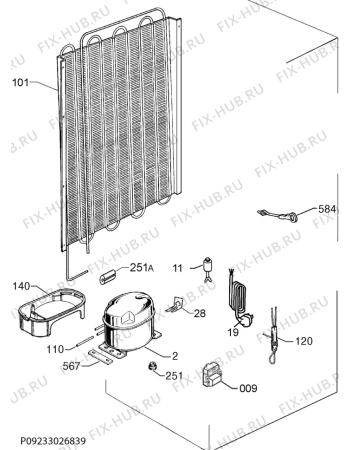 Взрыв-схема холодильника Electrolux ERG1605FOW - Схема узла Cooling system 017