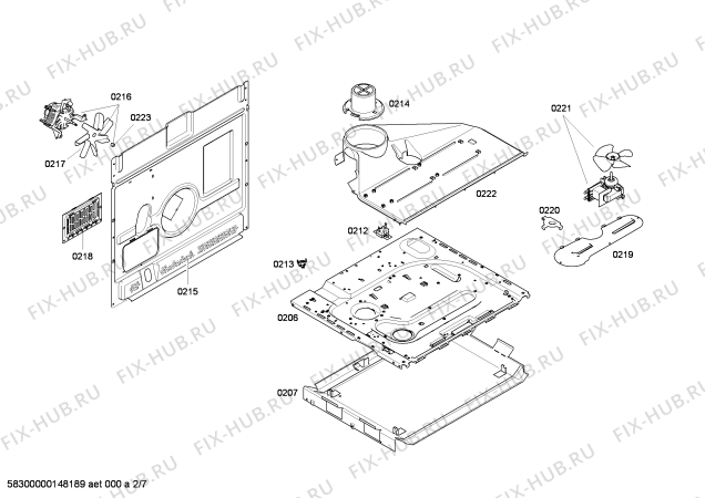 Взрыв-схема плиты (духовки) Bosch HCE748220 - Схема узла 02