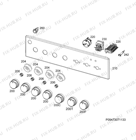 Взрыв-схема плиты (духовки) Electrolux EKK51351OW - Схема узла Command panel 037