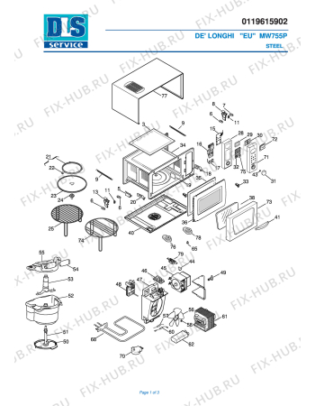 Схема №1 MW 755P Acciaio с изображением Сенсорная панель для микроволновой печи DELONGHI 5919146900