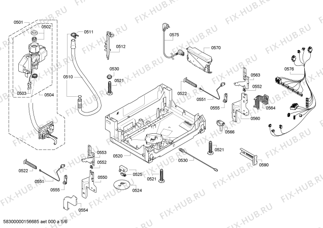 Взрыв-схема посудомоечной машины Bosch SMV58N50EU, Active Water Eco - Схема узла 05