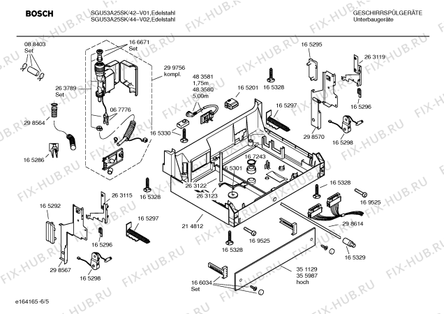 Взрыв-схема посудомоечной машины Bosch SGU53A25SK - Схема узла 05