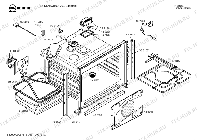 Схема №6 B1476N2GB с изображением Инструкция по эксплуатации для плиты (духовки) Bosch 00587205